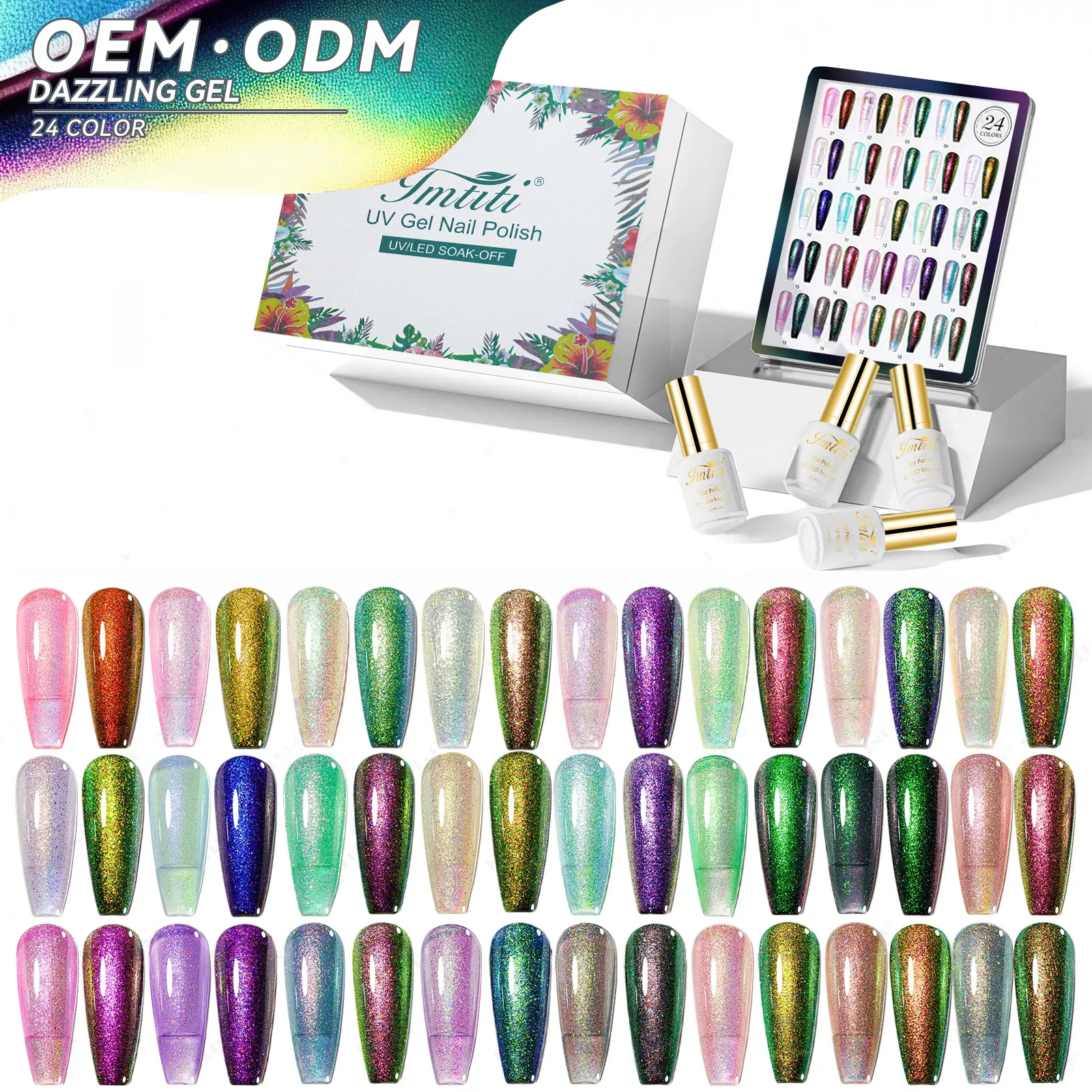 Customized wholesale high-end flash reflective cat eyes Non toxic Top and Base Coat extended nail polish Paint Uv resin polish