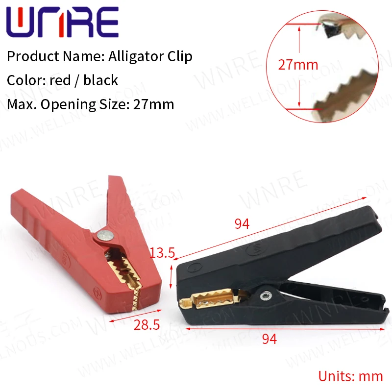 1 Pair Black Red Soft Plastic Coated Soft Plastic Coated  Mini Alligator Test Clips Crocodile Electrical Clamp spring clip