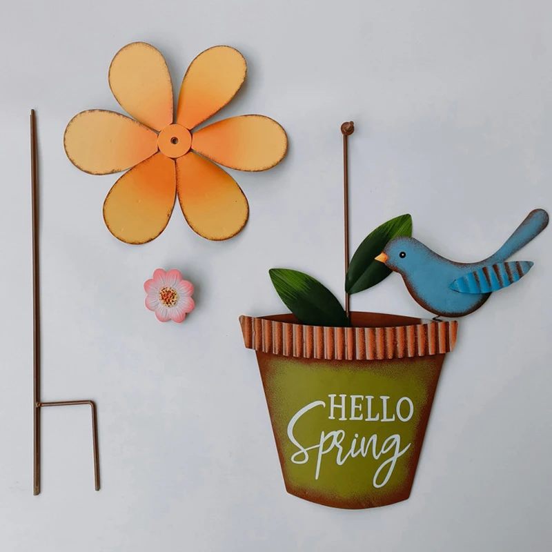 Garden Metal flower Decoration Stake Animal Owl Flower Shape Landscape Decoration