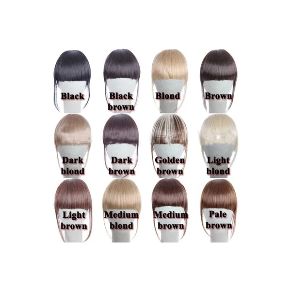 
high quality 12 inches synthetic hair extension air bangs with multi color 