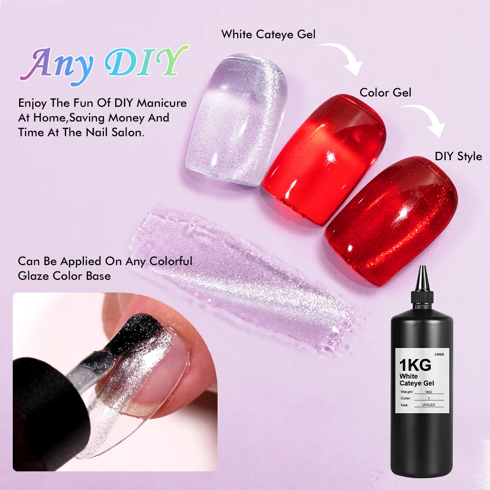 24 Colors Night Diamond Cateye Gel Professional Custom Nail Supplies 1Kg Bulk Cat Eye Gel Polish