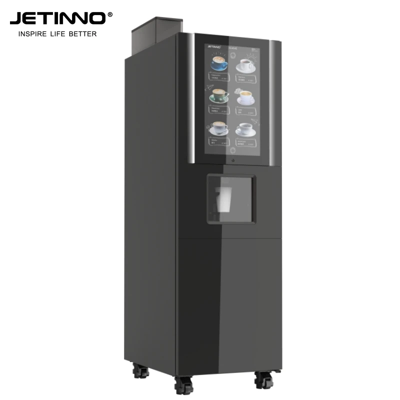 Jetinno JL220 автоматический дозатор чашек Qr pay 21,5 Дюймов сенсорный кофейный автомат холодный и горячий с освещением