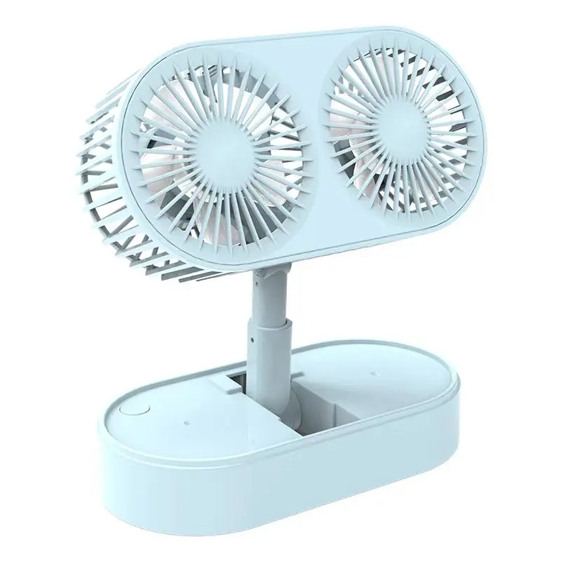 Outdoor Portable Double Motor Folding Mini USB Table Fan 360 Degrees Rotation and Lifting Design Fan