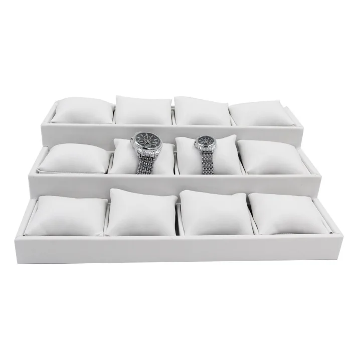 High Quality Elegant Luxury Velvet Jewelry Bracelet Bangle Watch Tray Pillow Cushion Three Layers Watch Leather Display