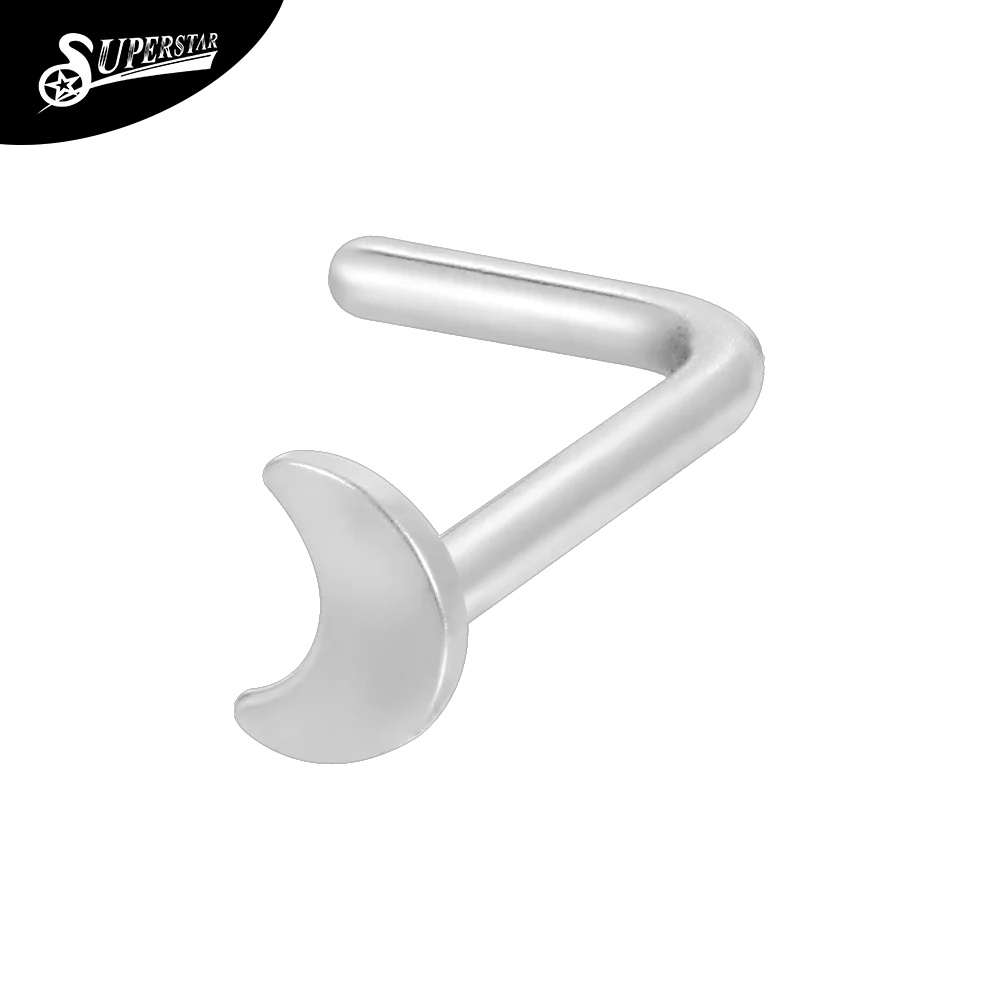 Superstar ASTM F136 titanium nose stud fashion implant grade nose nail C-shaped clip lip ring nose bone body piercing jewelry