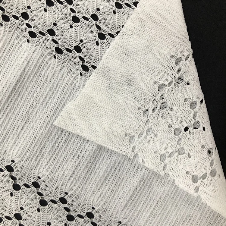 Manufacture Hot Sell Jacquard Fabric Knitting Crochets Polyester Open Weave Crochet Warp Knit Fabrics Crochet Fabric For Dress