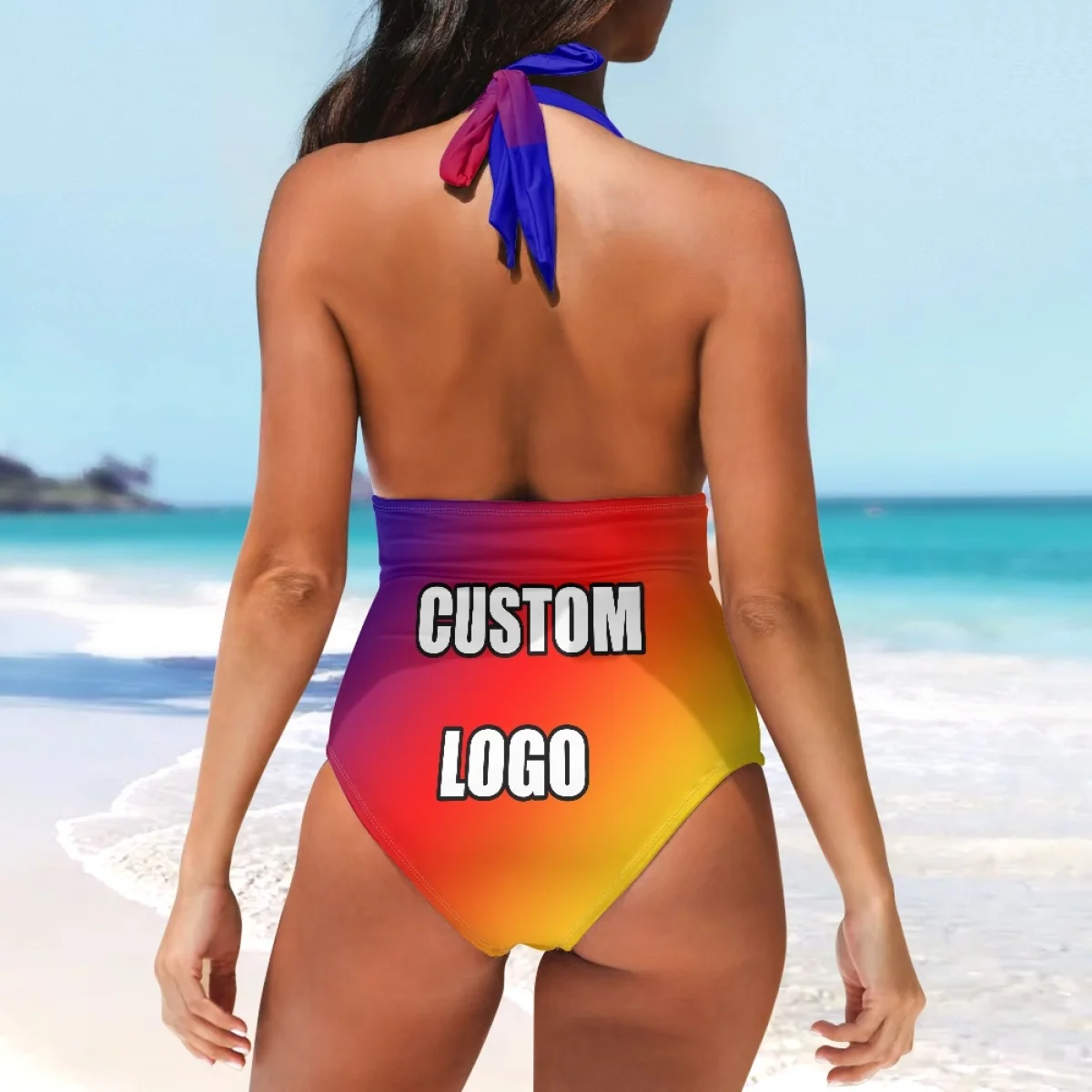 Wholesale Sexy Swimwear Women Custom Logo Print One Piece Bathing Suit Ruched Tummy Control Swimsuit OEM Strap Bikini Beachwear