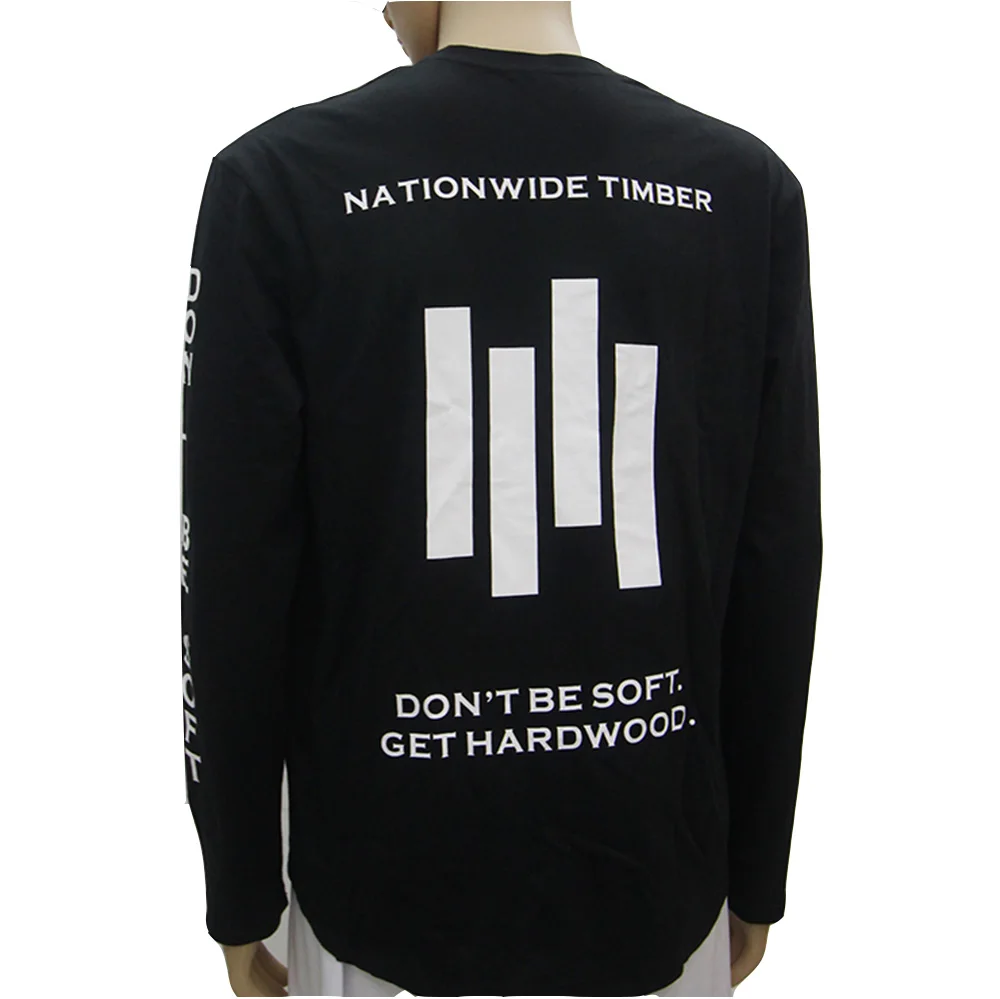 Black Custom Printing 230gsm Combed 100% Cotton Long Sleeve T Shirt