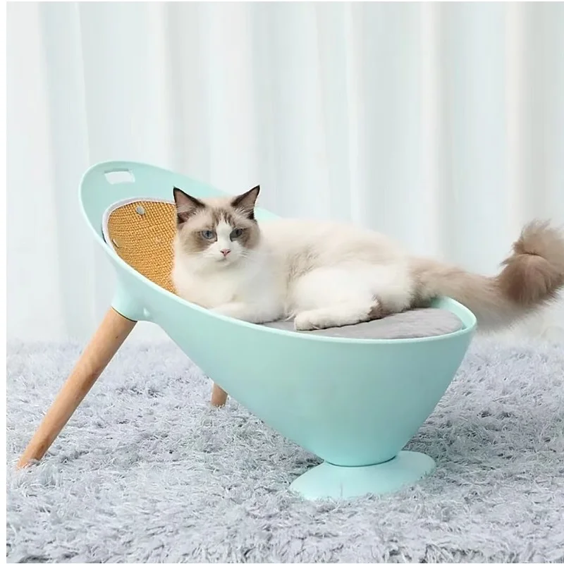 Modern Pet Cat Chair Camping Multifunction Calming Wooden Pet Cat Bed