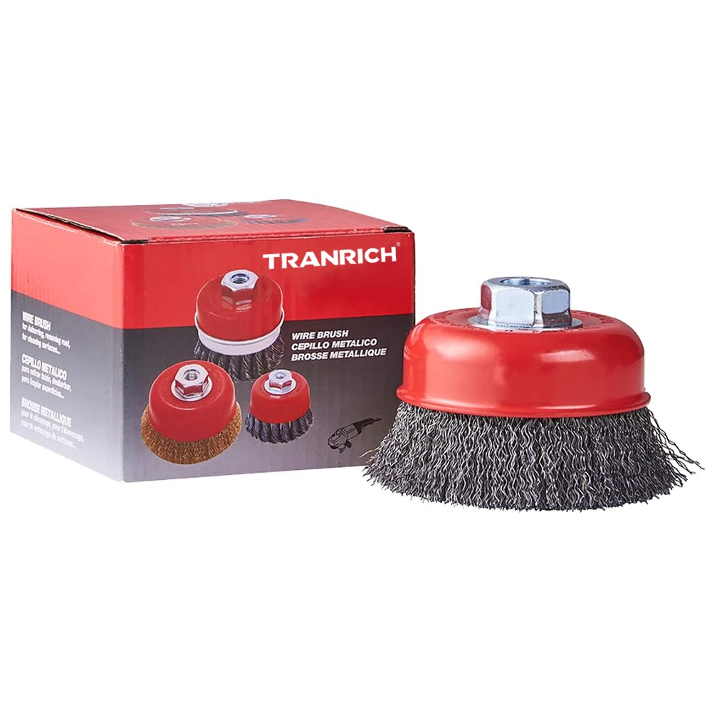For Angle Grinder M10, M14, M16, 5/8'-11 Thread 3-9inch Steel/Stainless Steel Crimped Wire Cup Brush