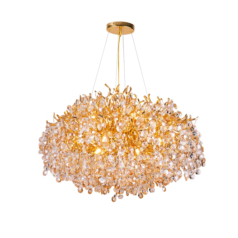  TIAN Perfect Quality dining room Modern Luxury led crystal pendant lamp gold