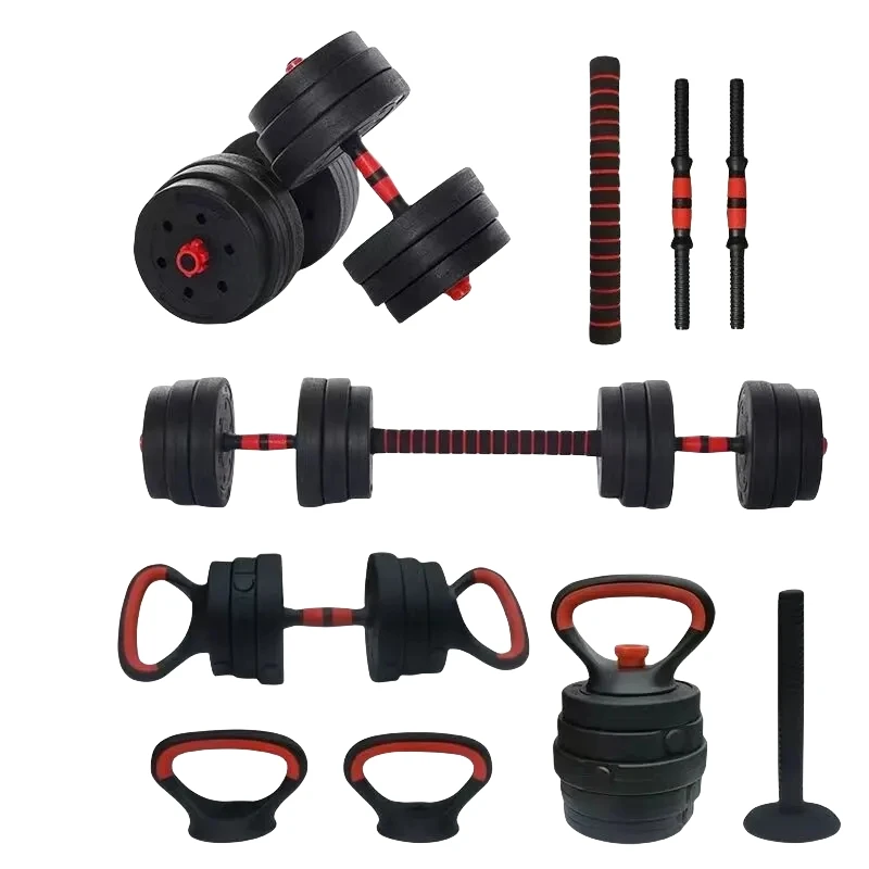 Wholesale cheap cement 6 in 1 adjustable 50 kg dumbbell barbell kettlebell set