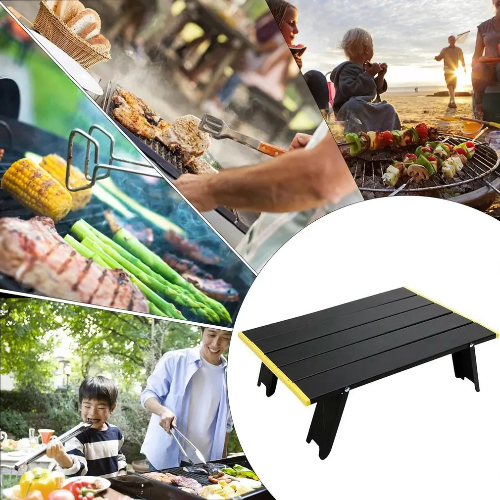 Mini Folding Table Outdoor Barbecue Camping Tent Household Bed Collapsible Computer Desk Aluminum Folding Table
