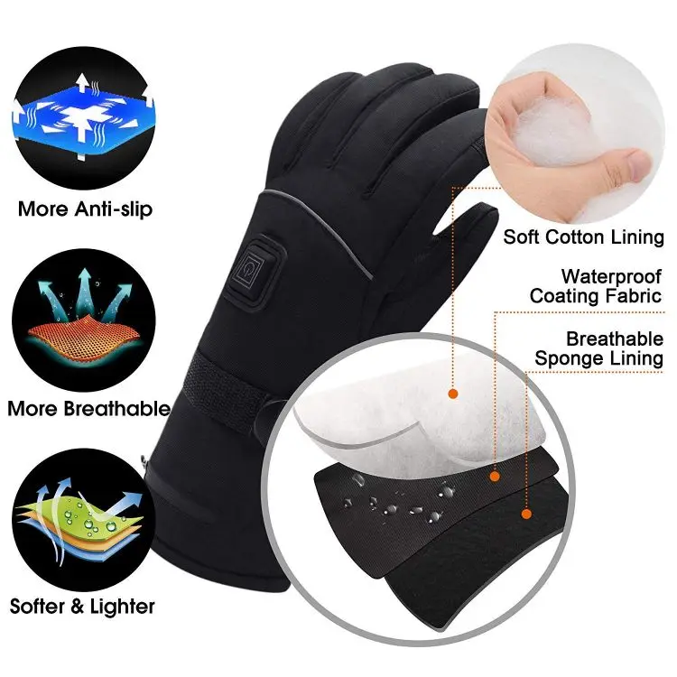Electric Rechargeable Battery Warm Heated Gloves Ski Bike Motorcycle Heating Gloves Hand Warmers