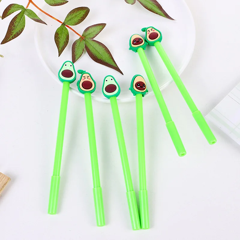 Creative Student Pen Cute Fruit Style Avocado Gel Pen Interesting Stationery Office Supplies Water-based Signature Pen Black