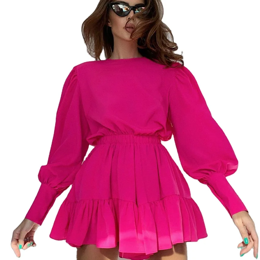European Clothing Long Sleeve Casual Dress Women Luxury Brand Clothing Fashionable Ladies Dresses Fashion Clothes Women