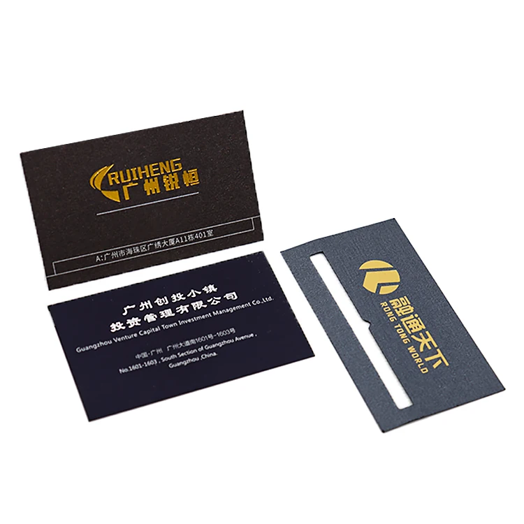 W181 Private Custom High Quality Luxury Black Gold Foil Embossed Business Card Printing with Golden Border Edge