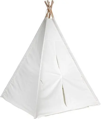 100%cotton Kids Teepee Tent with Padded Mat & Light String& Carry Case- Kids Foldable Play Tent for Indoor Outdoor