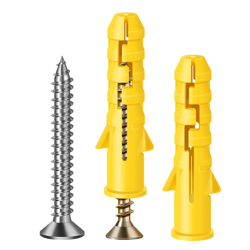 Multi-specification Plastic Wall Anchors For Drywall Yellow  Fish-shaped Plastic Sleeve Anchor
