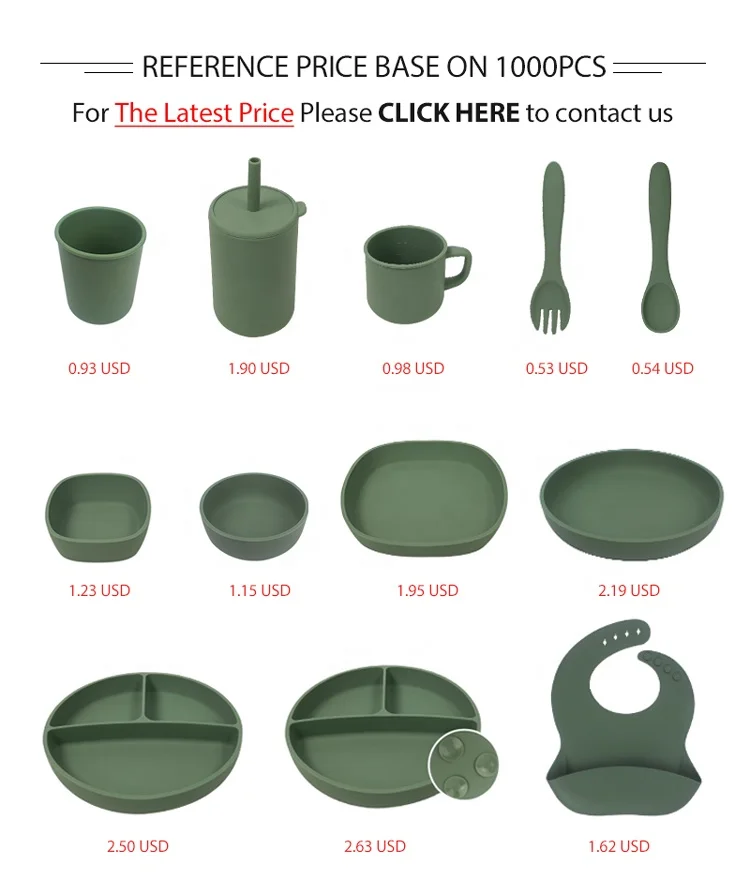 KASU Child Plate Baby Plates Sets Baby Feeding Dish Suction Baby Silicone Tableware Plate Bowl With Spoon