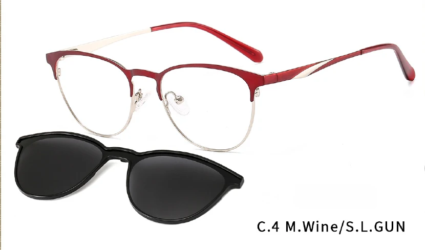 New design optical frame with  Metal Optical Eyeglasses Magnetic glasses frame Clip on Sunglasses