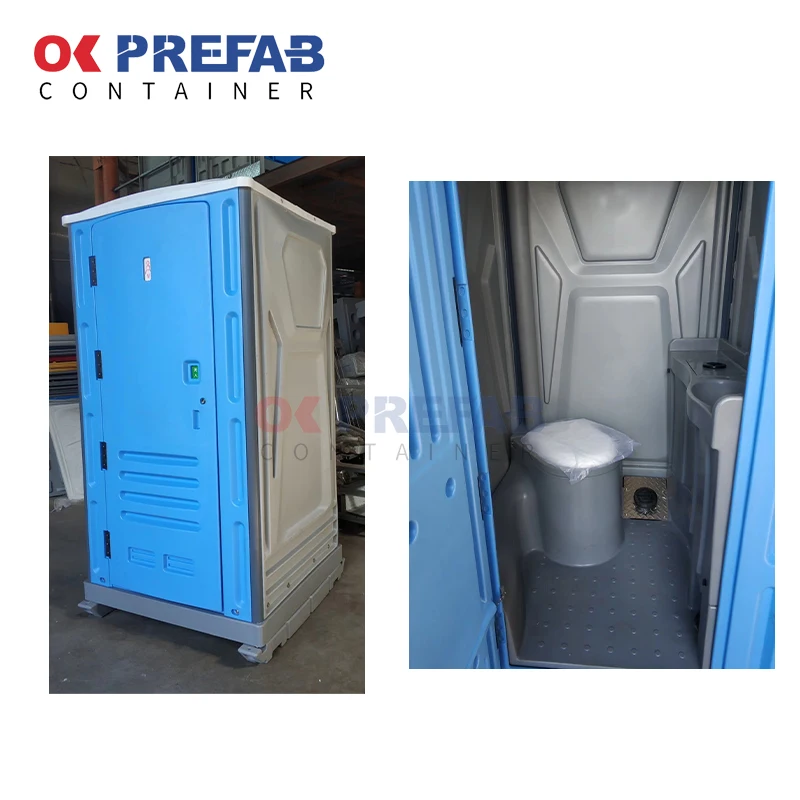 Multifunctional Prefab Simple Travel Public Hdpe Portable Odorless Construction Squatting Sitting Toilet And Bath With Foot Pump