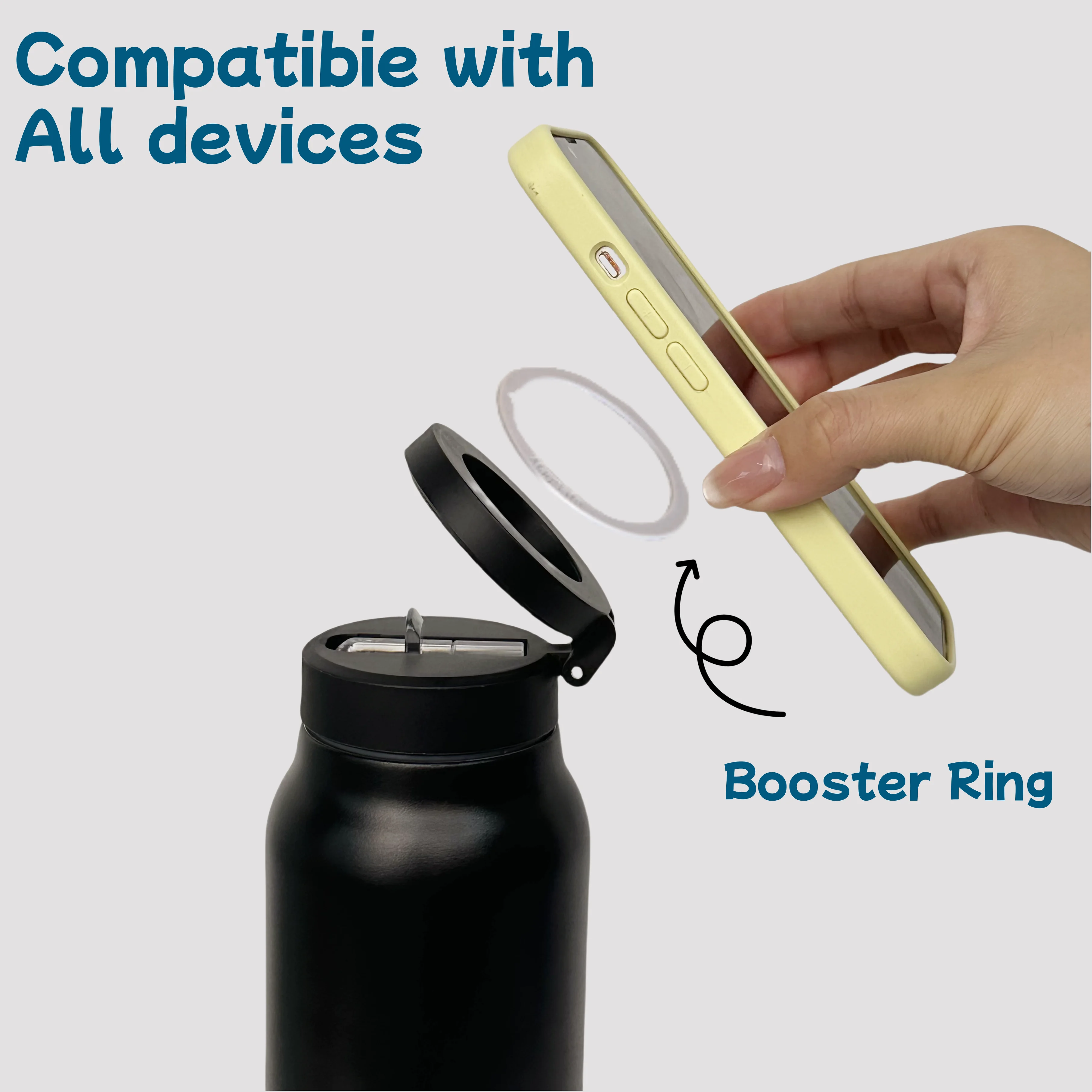 Magnetic Phone Holder 24oz 32oz Insulated Water Bottle Stainless Steel Double Wall 360 Rotate Mug  with Cell Phone Holder