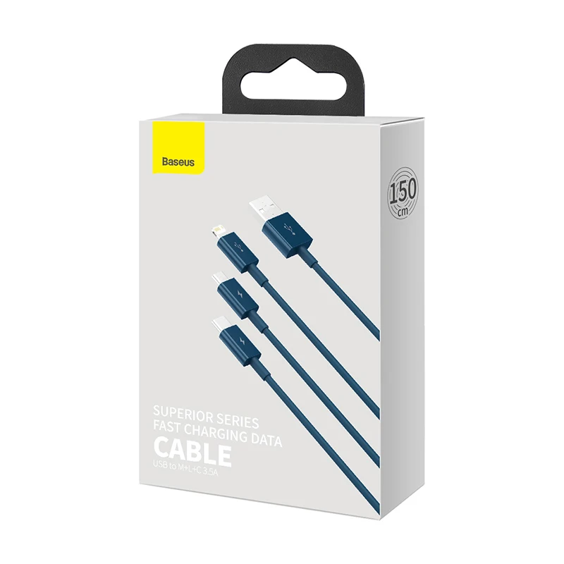  Baseus Superior Series Fast Charging USB to M+L+C 3.5A 1.5m 3 in 1 Data