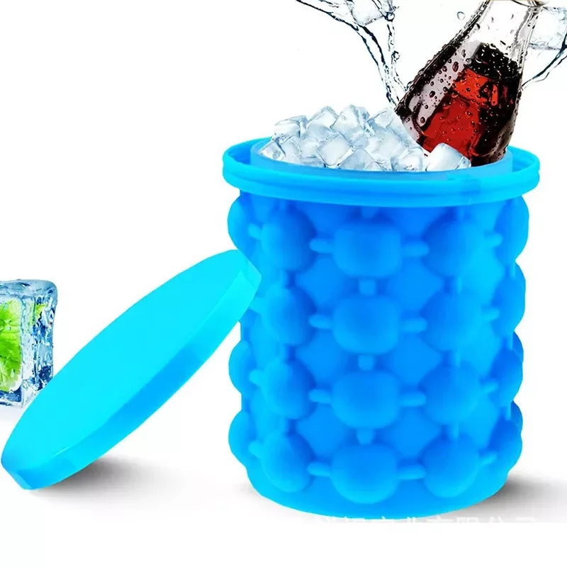Revolutionary Space Saving Silicone Ice Cooler Bucket Ice Cube Tray Maker