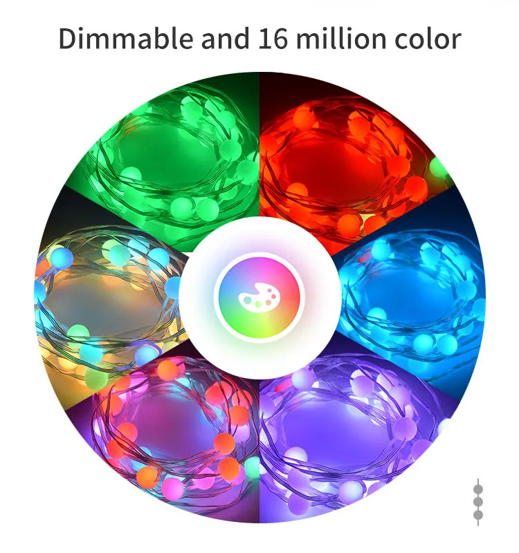 Рождественские декоративные светодиодные гирлянды Tuya WiFi и BL RGB IP65 водонепроницаемые для помещений