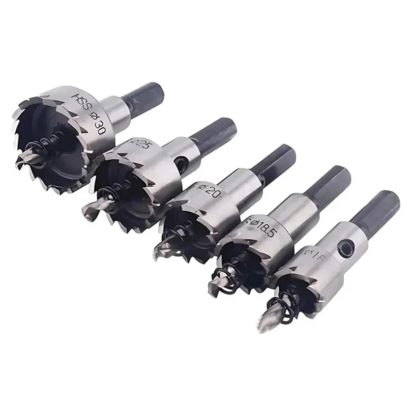 5Pcs Hole Saw Cutter Drill Bit Set Hole Saw Core HSS Wood Soft Metal Sheet Plastic PVC Stainless Steel High Speed For Power Tool