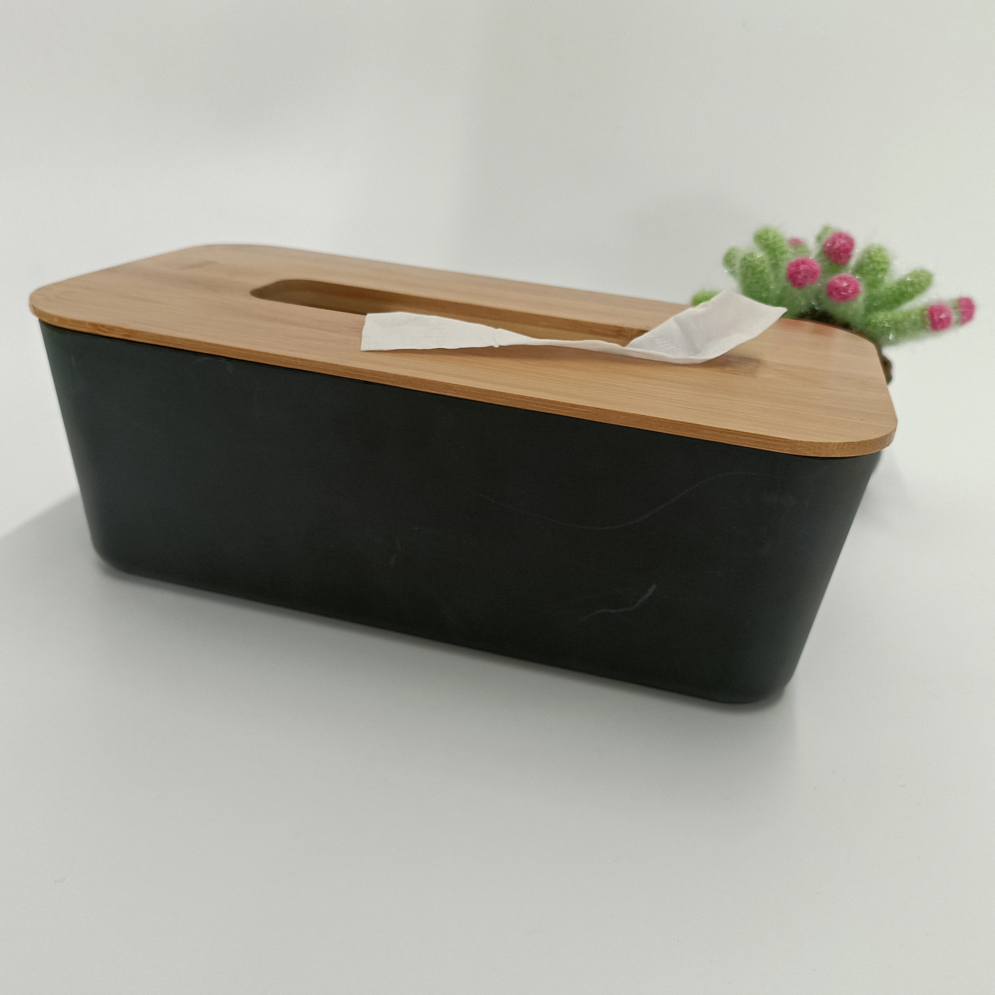 Sustainable Bamboo Fiber Tissue Box Holder Household Paper Towel Storage Box Bamboo Lid Tissue Storage Container Napkin Box