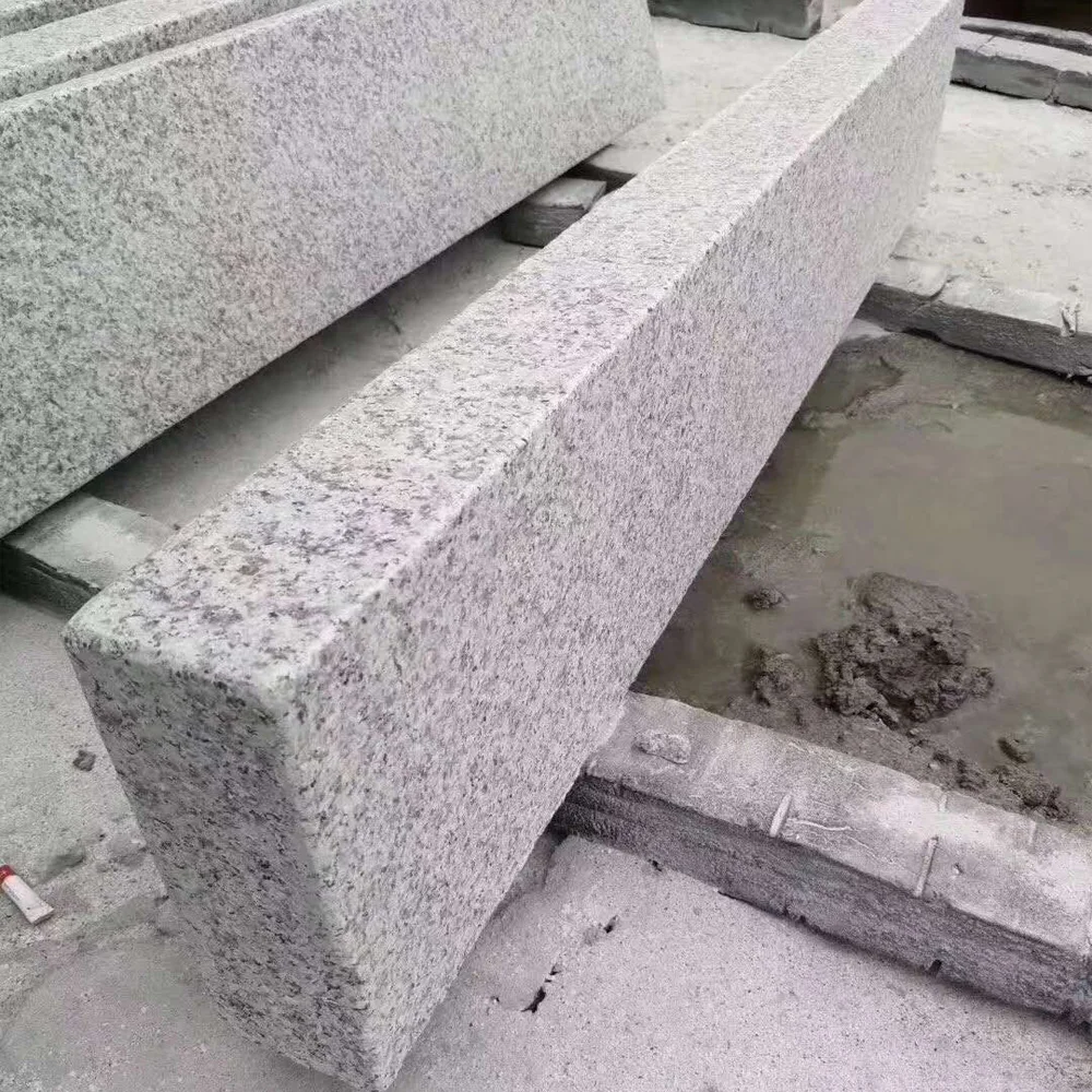 custom light grey white garden walking road side edge curb granite kerb stone