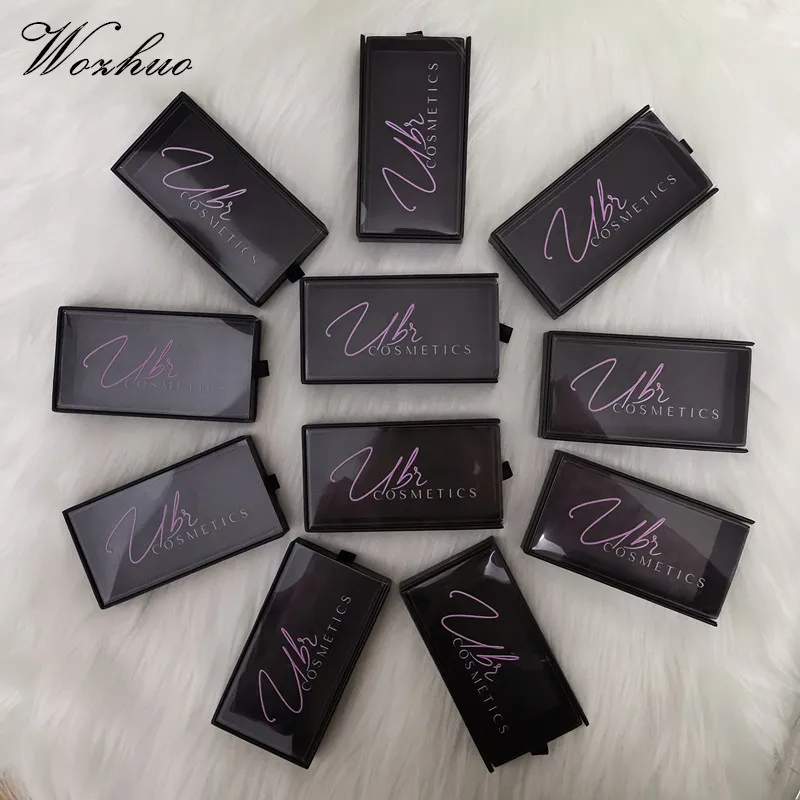 Custom Eyelashes Box Packaging Private Label Lashes Case Wholesale Black Eyelash Packaging Box
