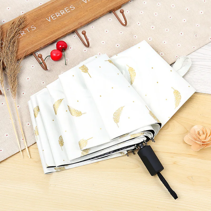 
Sun and uv protection 3 fold Sunshade Feather Vinyl umbrella 