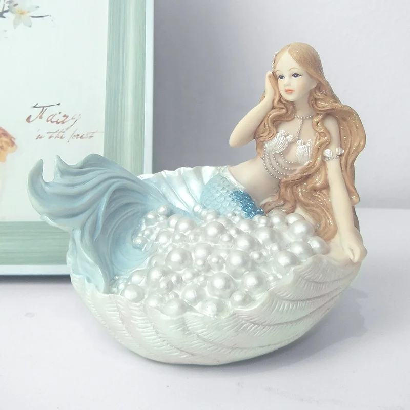 ODM kawaii Mermaid Crafts resin statue polyresin mermaid decoration in home office table  folk craft