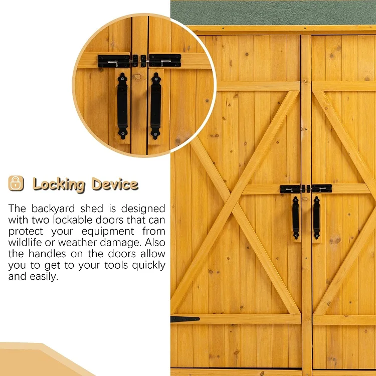 Garden Patio Furniture Waterproof Tool Shed Wooden Storage Cabinet