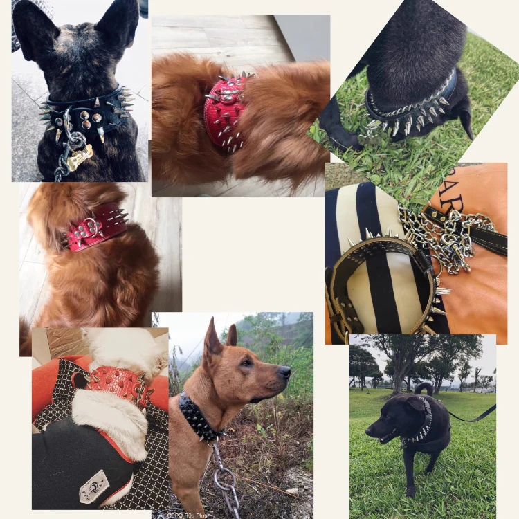 Amazon Hot Selling Pet Accessories Spiked Studded Leather Dog Collars For Medium Large Dogs