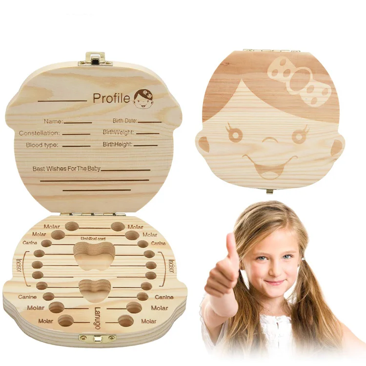 Baby wooden organizer creative wooden  baby milk tooth box