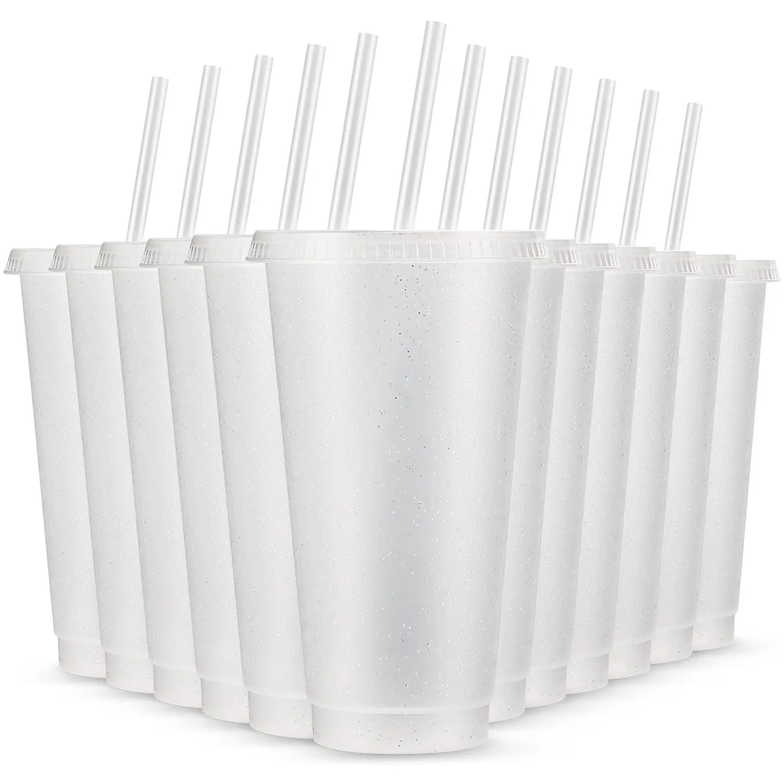Reusable Colors Plastic Cups With Lids and Straws Glitter Iced Coffee Tumblers for Birthdays Party Bachelor Juices
