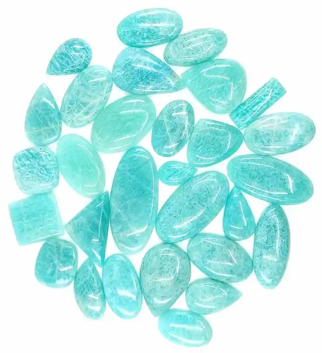 Natural Amazonite Gemstone Cabochon Lot Amazonite Gemstone Mix Shape Natural Gemstone Cabochon For Jewelry Pendant Making