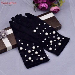 YouLaPan VM12 Black Party Pearl Gloves Evening Sexy Ladies Gloves Long Short with Fingers Bridal Gloves