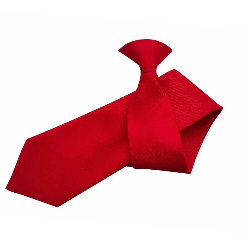 Wholesale Security Uniform Black Twill Polyester Ties Custom Embroidery Logo Clip On Tie With Solid Color