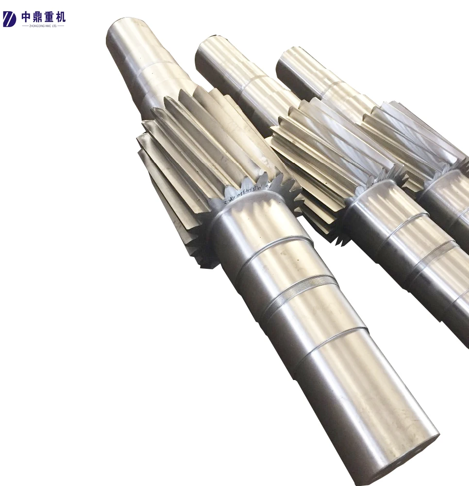 Heavy duty lathe machining forging steel shaft pinion/rotary kiln customized gear pinion/cement mill pinion shaft
