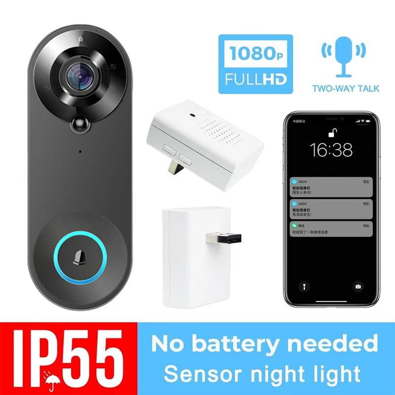Tuya беспроводной дверной звонок 1080P Smart Life FHD охранной сигнализации умный дом открытый ИК ночного видения Поддержка Alexa