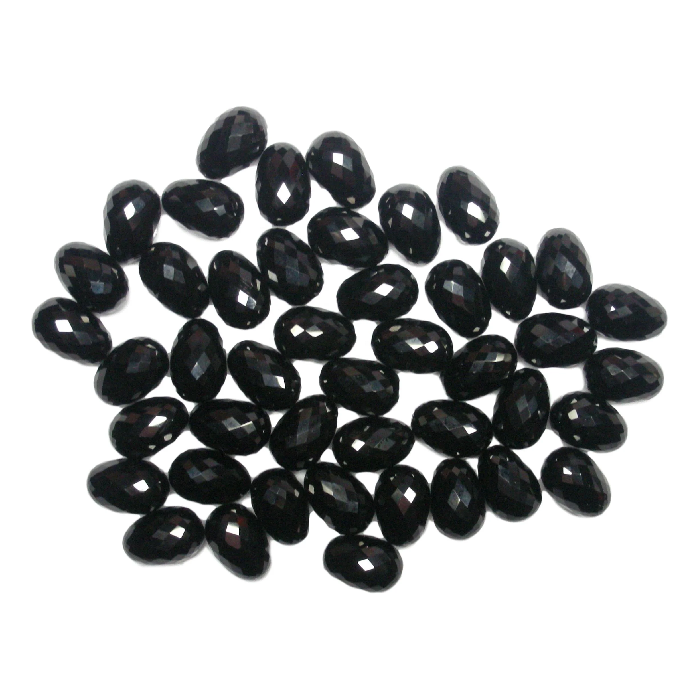 Faceted Black Spinel Gemstone Checkerboard Cut Top Flat Bottom With Various Shapes And Sizes Made On Custom Orders Faceted Black