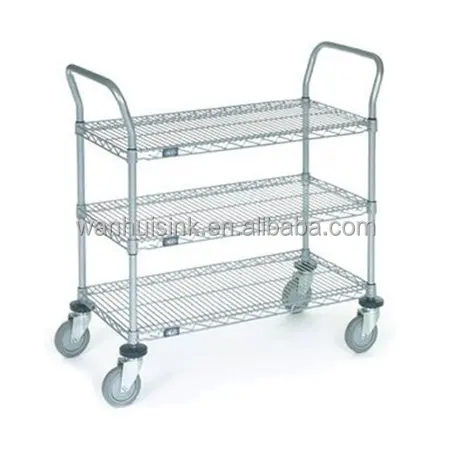 Hotel restaurant equipment mobile 2/3 tiers stainless steel utility cart food service trolley