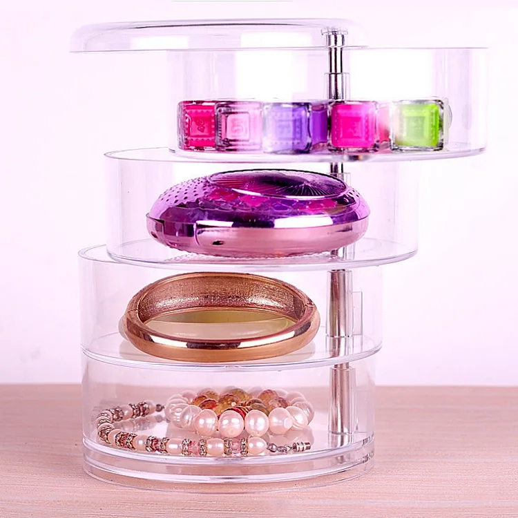 Plastic Crystal Rotating Makeup Cosmetic Organizer Factory Price Rotating Jewelry Box