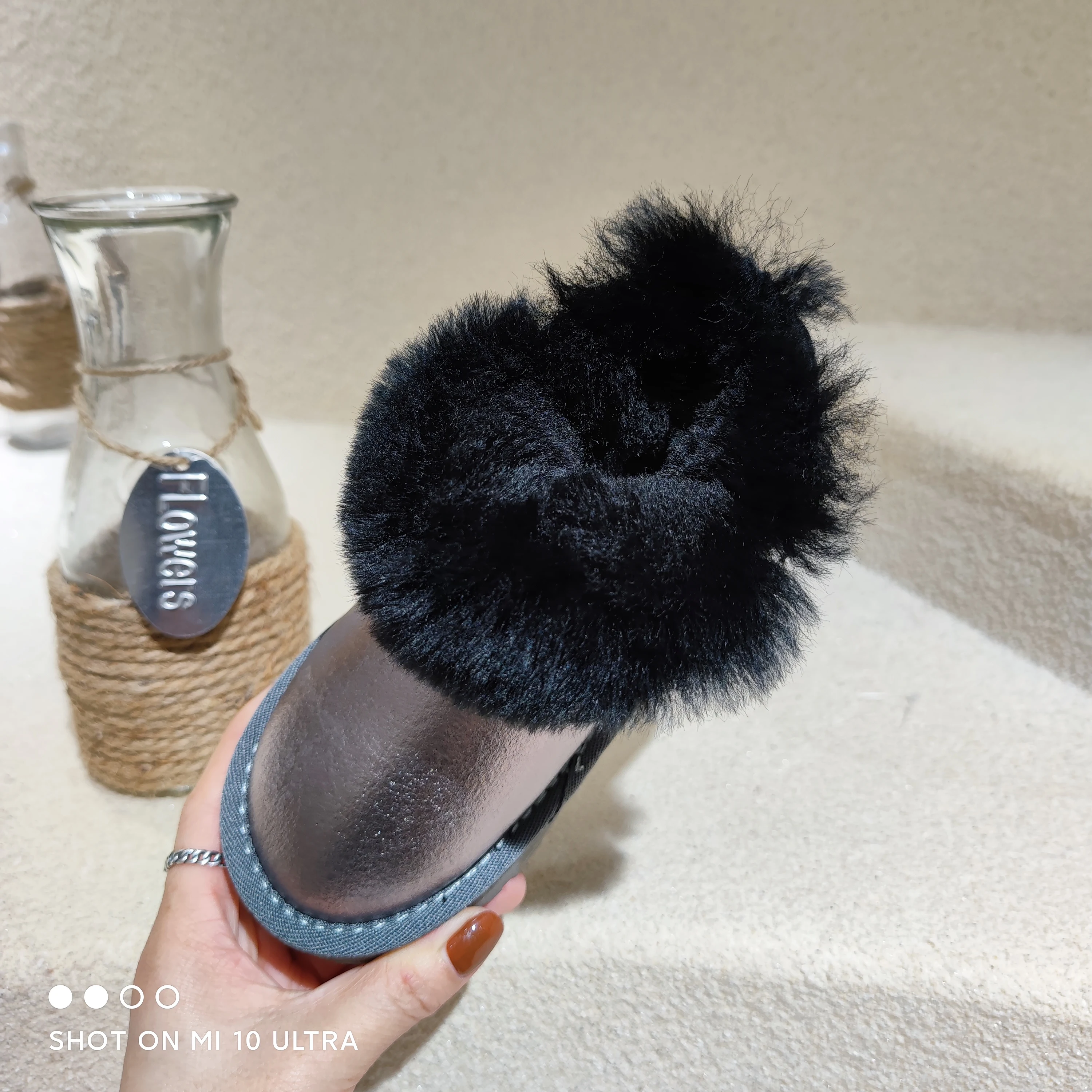 Fall Winter New Boots Female Korean Pearl Cotton Boots Thickened  Toddler kids shoes for girls