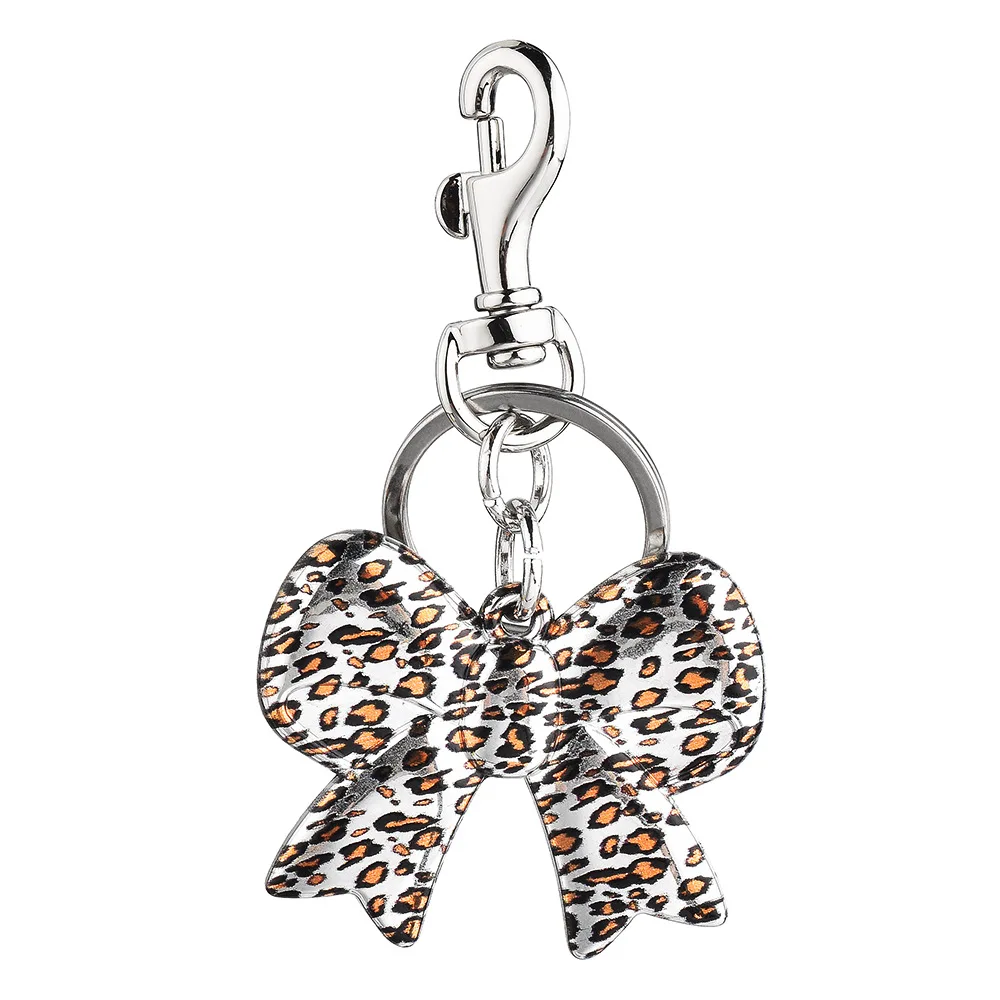 Factory Direct European American Cross-Border Explosion New Leopard Key Chain Fashion Car Bag Pendant Stainless Steel Jewelry
